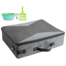 Portable Litter Box for Cats, Cat Travel Litter Box with Lid and Handle Stand...