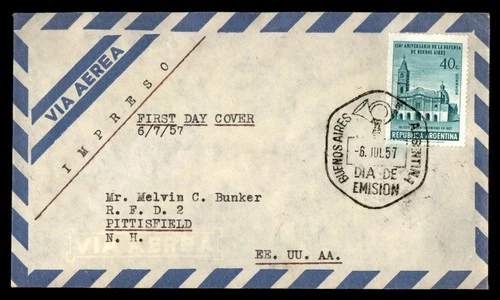 Mayfairstamps Argentina FDC 1957 Church The Defense of Buenos Aires First Day Co