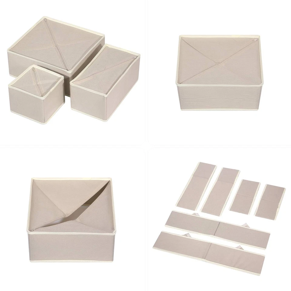 12 Pack Foldable Drawer Organizer Dividers Cloth Storage Box Closet Dresser O... - Image 3 of 4