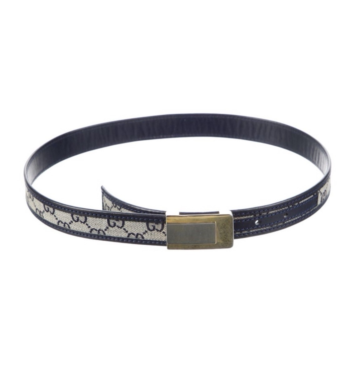 GUCCI GG Supreme Canvas and Leather Belt with Gold Plate  display picture 3