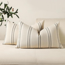 Hand Made Throw Pillow Covers 12x20 Set of 2 Striped Pillow Covers Textured Line
