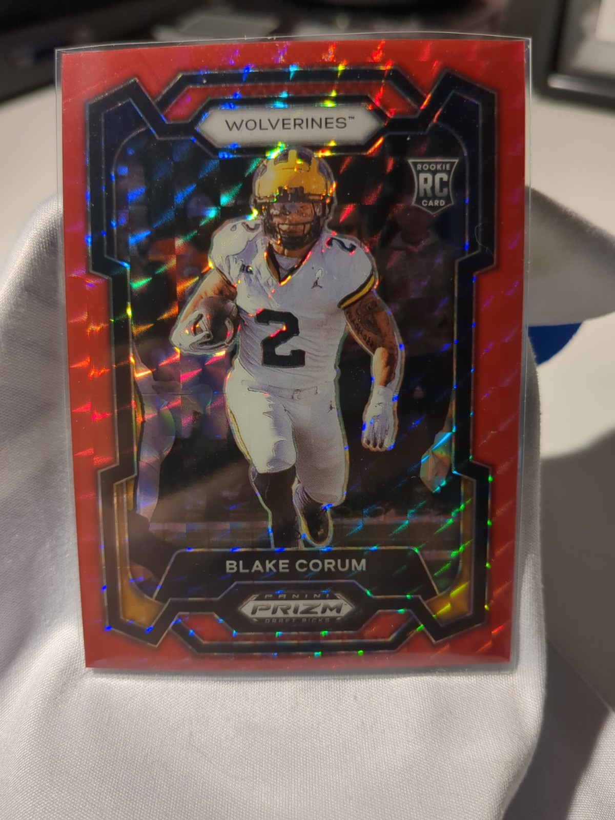 2024 Prizm Draft Picks Football💥Blake Corum💥 Red Finite /125 Michigan/Rams
