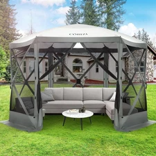 COBIZI Pop Up Gazebo Screen Tent House for Camping 12x12 Room Mosquito Netting