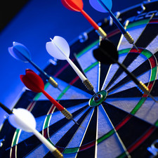 12pk Steel Tip Dart Set - 4 Team Colors - White, Blue, Red, Black - Steel Bar...