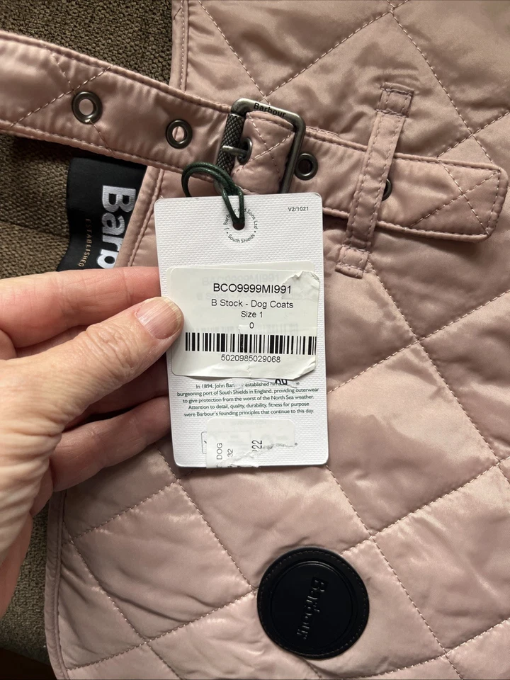 NUEVO BARBOUR Abrigo Acolchado Perro Rosa Tartán Forro Pana Cuello L Nuevo Con Etiquetas Foto 2 de 4