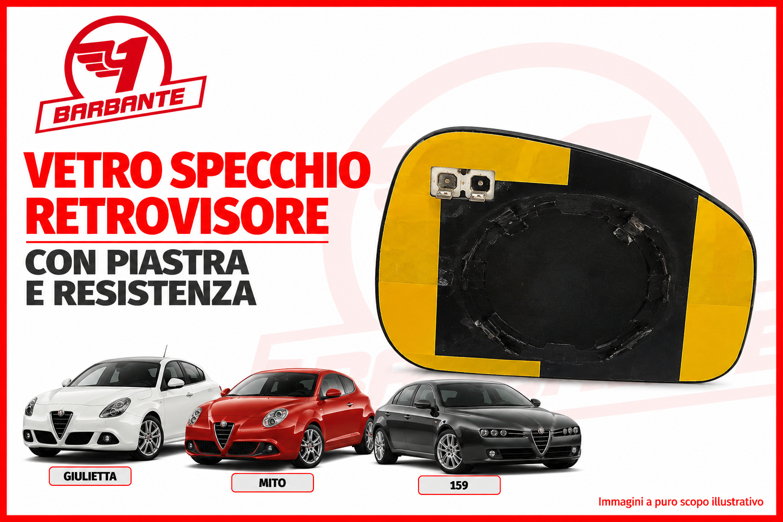 PIASTRA SPECCHIO DESTRA per ALFA ROMEO GIULIETTA - Immagine 3