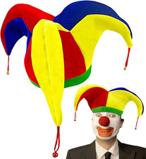 Mardi Gras Party Costume Court Jester Clown Hat Funny Multicolor Accessories Rai