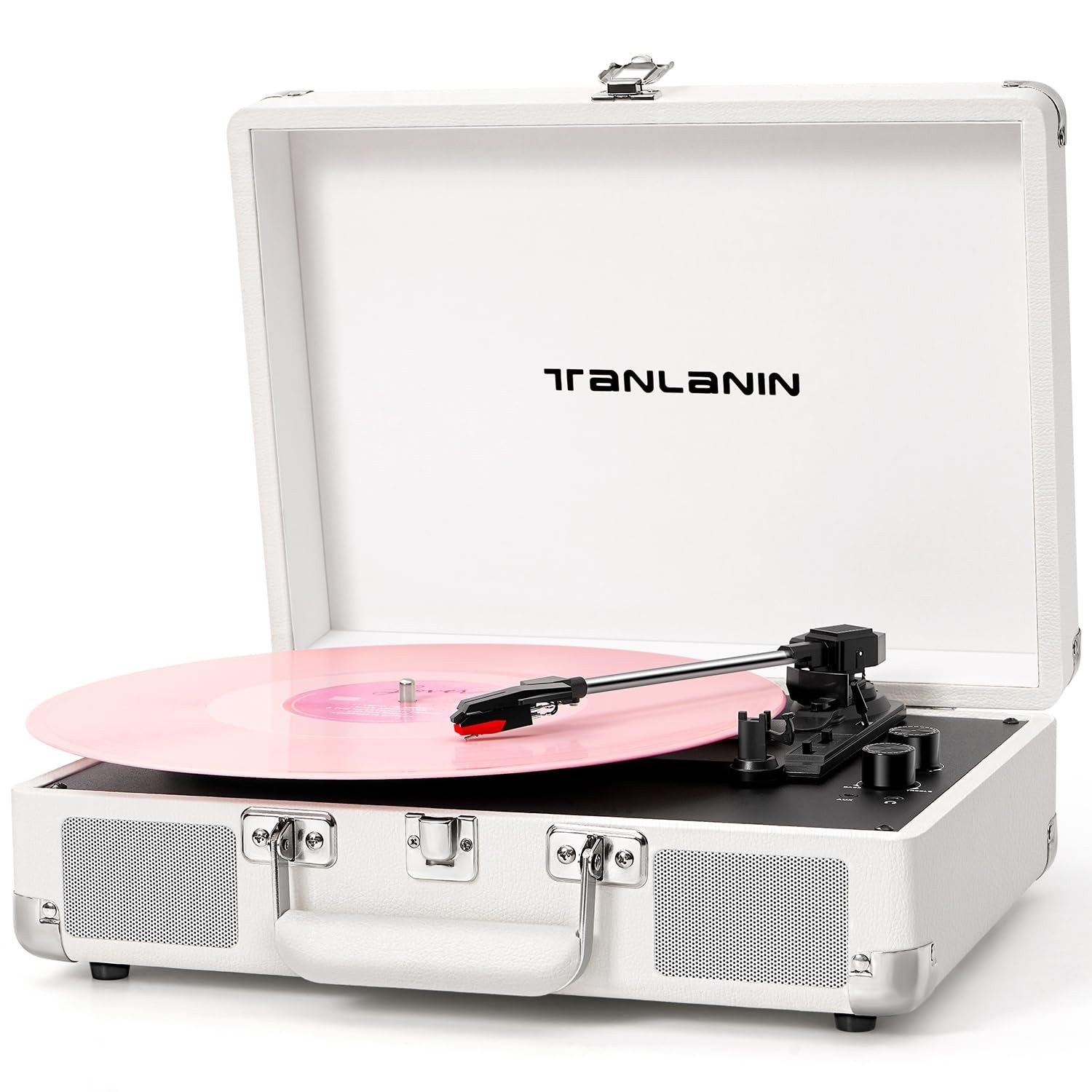 Bluetooth Record Player with Built-in Speakers 3-Speed Portable Suitcase Design-image