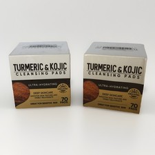 2pk TURMERIC  KOJIC CLEANSING PADS:ULTRA-HYDRATING ORGANIC 70 COUNT EXP 8/13/27