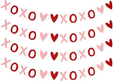 4Pcs Valentines Day XOXO Garland XOXO Banner Red and Pink, Valentines Hanging He
