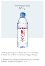 Evian Water 50cl Pack of 12 plastic bottles screw lid 