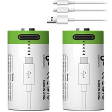 Rechargeable CR2 Batteries 2 Pack,3.7v 300mAh CR2 Lithium Battery with USB Ty