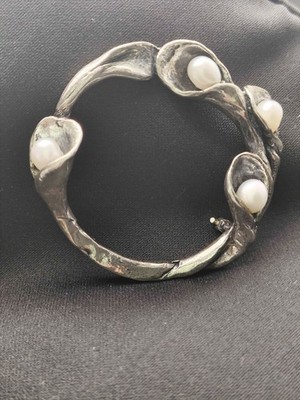 Vintage Brosche 835 Silber Silver Perlen Pe Perli Design Unikat