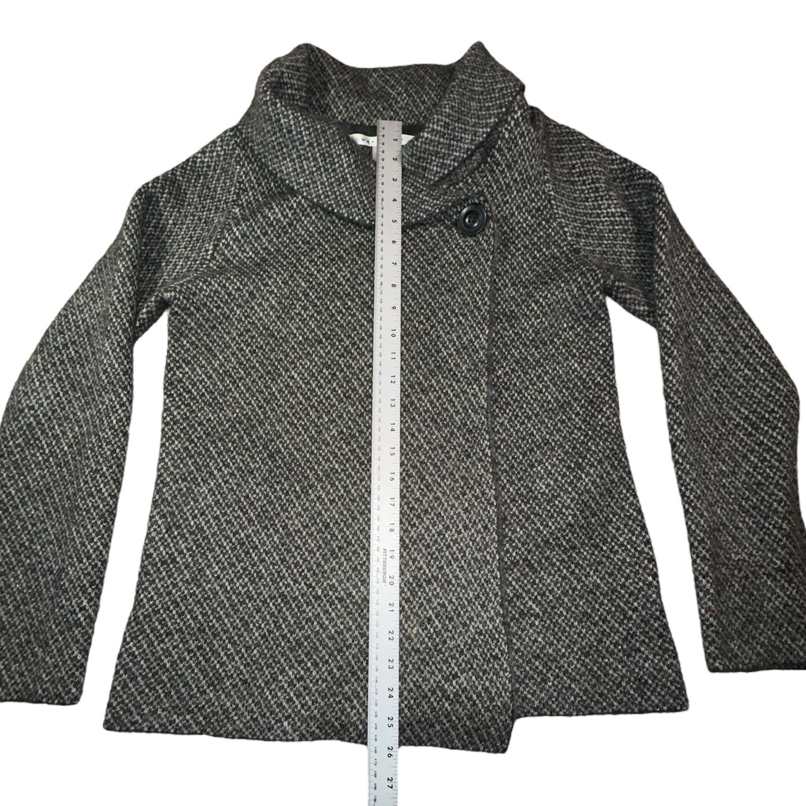 Max Studio Gray/White Wrap One Button Sweater Jac… - image 3
