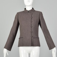 S 1980s Brown Blazer Jacket Asian Inspired Asymmetrical Minimalist Soft 80s VTG