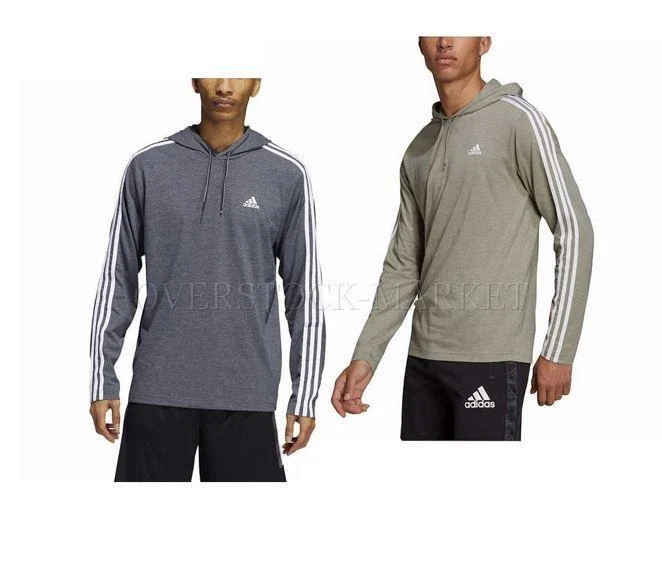 NEW! MEN'S ADIDAS 3 STRIPE PES AEROREADY LIGHTWEIGHT PULLOVER HOODIE! VARIETY!