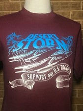 Vintage 90's Desert Storm US United States Troops Military Jet T-Shirt Size L