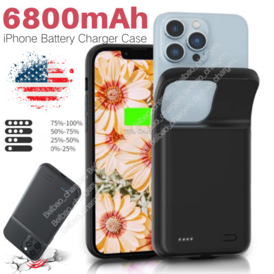 6800mAH Battery Charger Case For iPhone XS XR 11 12 13 14 15 Pro Charging Cover