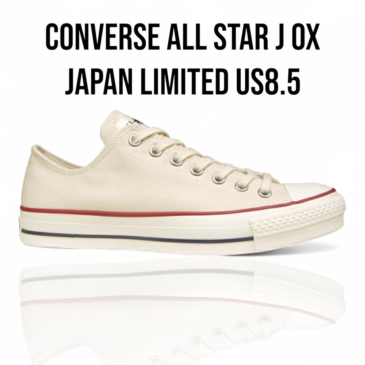 Converse All Star J OX US8.5 Natural White Canvas Sneakers Made in 