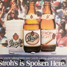 1986 Stroh's Beer Regular And Light Advertisement Brewery Vintage DWF24