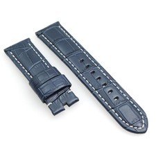 26mm Bamboo Crocodile Blue Calf Leather Band Strap for PAM LUNMINOR RADIOMIR