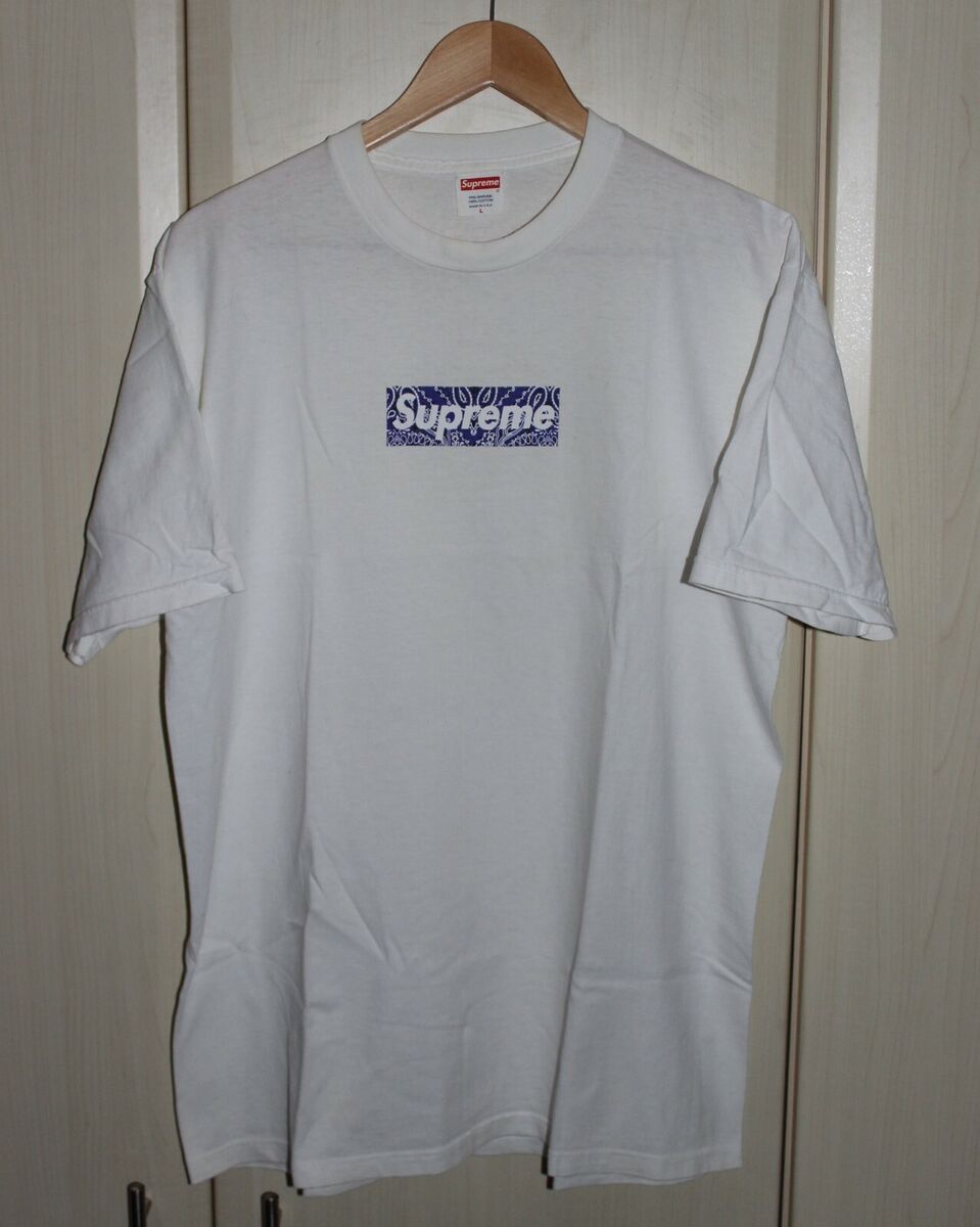 Supreme Box Logo Tshirt 2001 Bandana L Large White Purple Supreme Box Logo Tshirt 2001 Bandana L Large White Purple