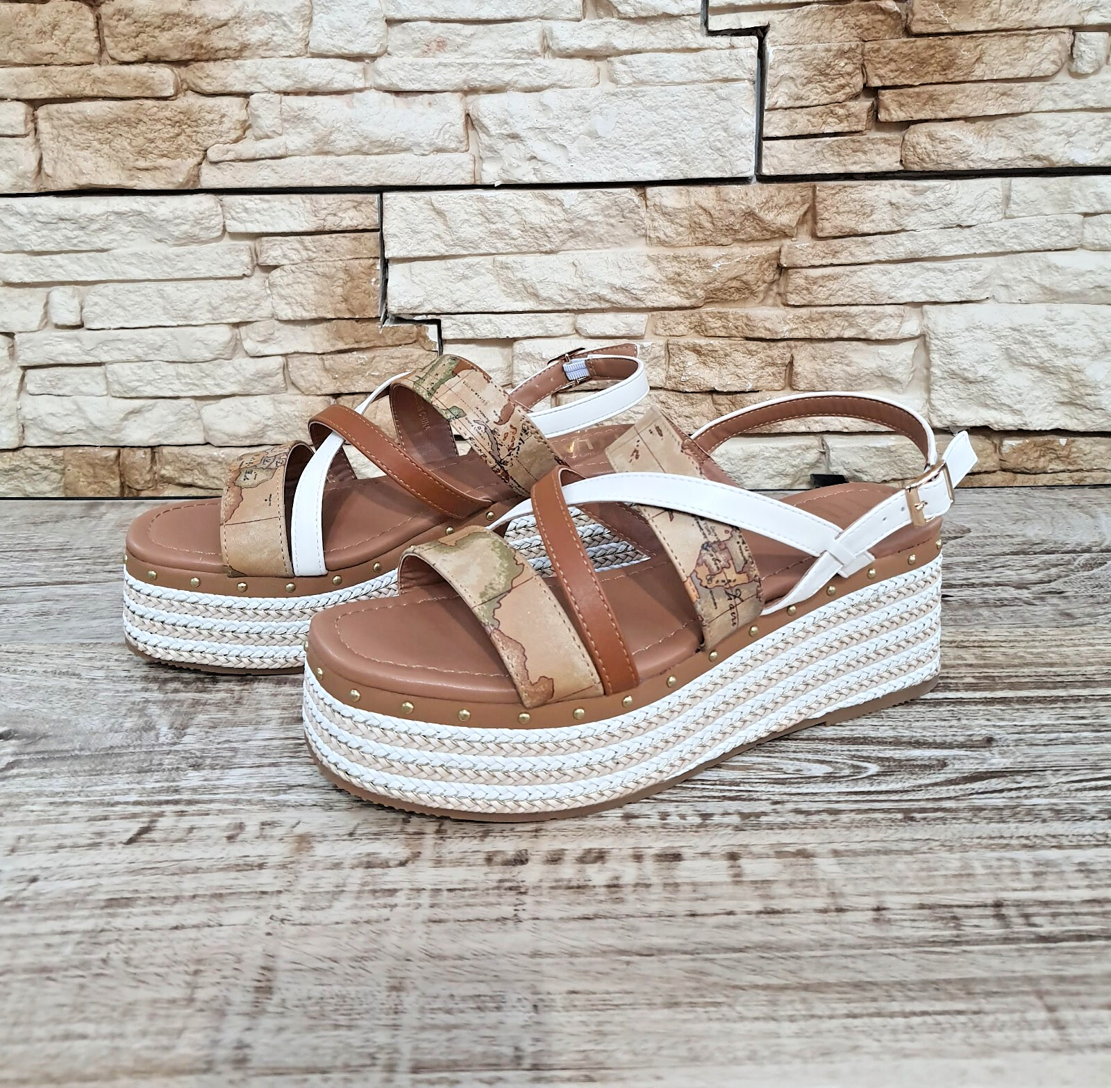 Sandalias Mujer Alviero Martini Eco Napa Natural Prima Clase 1113 Verano 2025