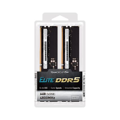 TEAMGROUP Elite DDR5 64GB Kit (2x32GB) 4800MHz (PC5-38400) CL40