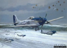 aviation art post card  P51D Mustangs fighter of Major William T Haltons