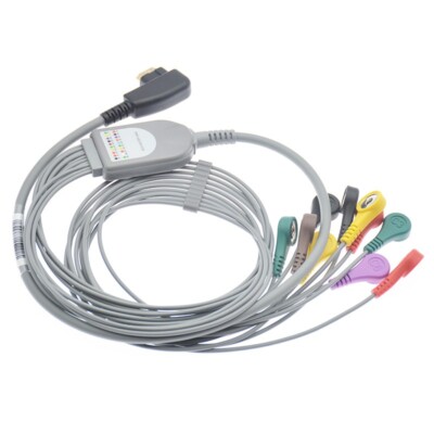 19-pin ECG Holter Patient Cable 10-Lead Snap Compatible DMS300-3/4A 24H Recorder