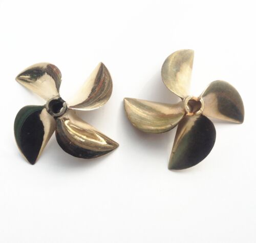 1 pair propeller 26cc brass prop 6717 1/4" shaft 4 blade 67mm For OD RC boat 836 - Picture 4 of 9