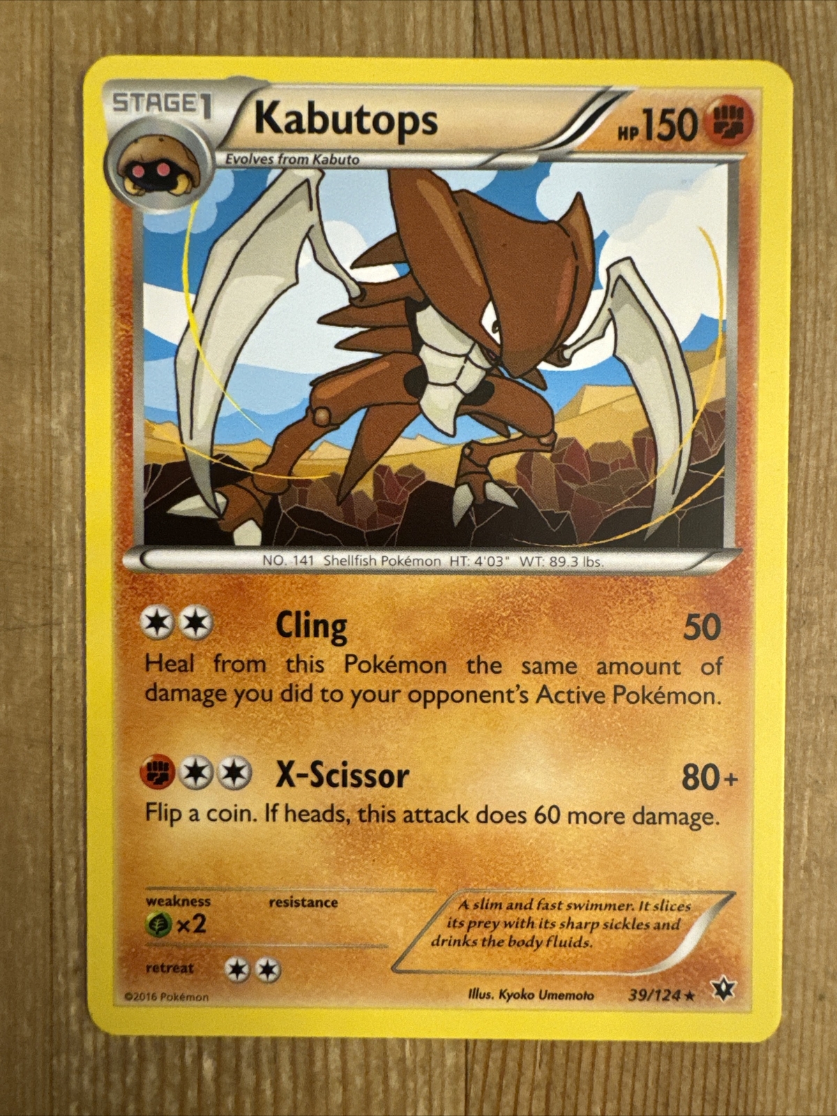 Kabutops 39/124 XY Fates Collide RARE LP Pokémon