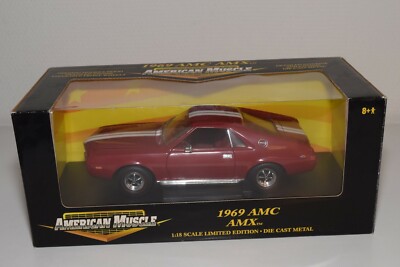 A4 1:18 ERTL AMERICAN MUSCLE AMC AMX 1969 MAROON MINT BOXED