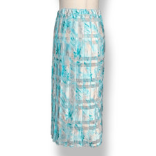 Vintage Abstract Floral Pastel Semi-Sheer Pleated Midi Skirt Size 6 Spring