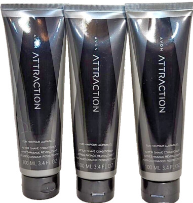 Avon ATTRACTION  After Shave Conditioner 3.4 fl.oz.  Lot of 3 (3 tubes per lot)