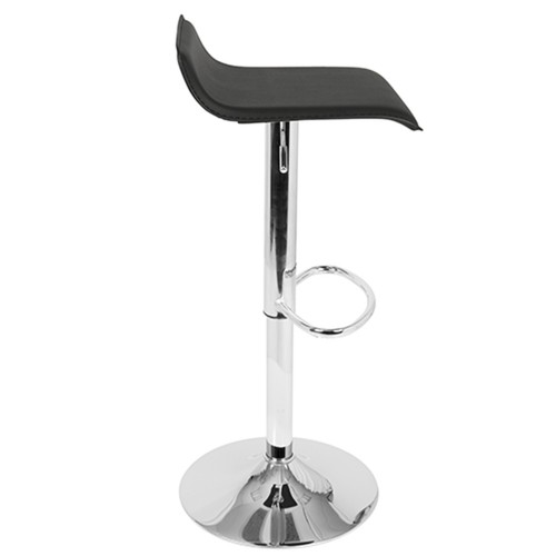 OPEN BOX Ale Contemporary Adjustable Barstool in Black PU Leather Set of 2 - Picture 4 of 8