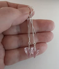 Pink Hearts U Threader Earrings made with Swarovski & Sterling Silver