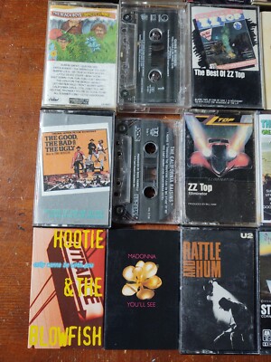 VINTAGE CASSETTE TAPE LOT ROCK POP RAP DOLLY PARTON U2 CCR ZZ TOP