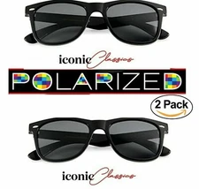 Sunglasses Polarized 2 Pack Mens Womens Unisex Black Square Glasses Retro Style