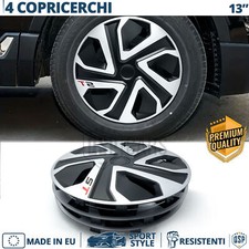 4 Copricerchi per Fiat Panda 1 141 13'' Coppette Silver Nere 5 Razze MADE in EU
