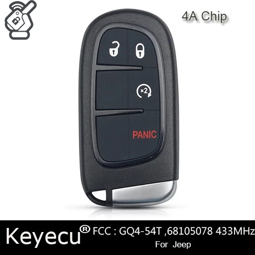 For 2014-2022 Jeep Cherokee Smart Keyless Proximity Remote Fob GQ4-54T 68105078 Foto 2 de 4