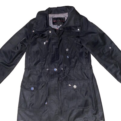 Betsey Johnson Raincoat Womens Small Button Zip Trench Midi Detective  Jacket