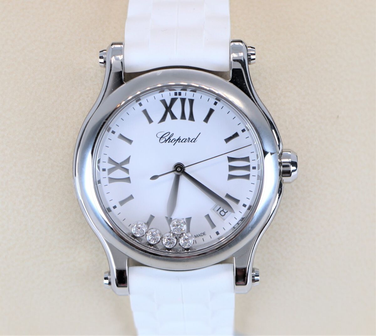 $7,500 Chopard Happy Sport 5 Floating Diamond 36mm Steel $7,500 Chopard Happy Sport 5 Floating Diamond 36mm Steel