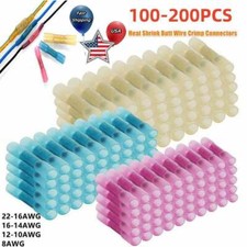 Waterproof Heat Shrink Butt Wire Splice Crimp Connectors Terminals Kit 200/100x