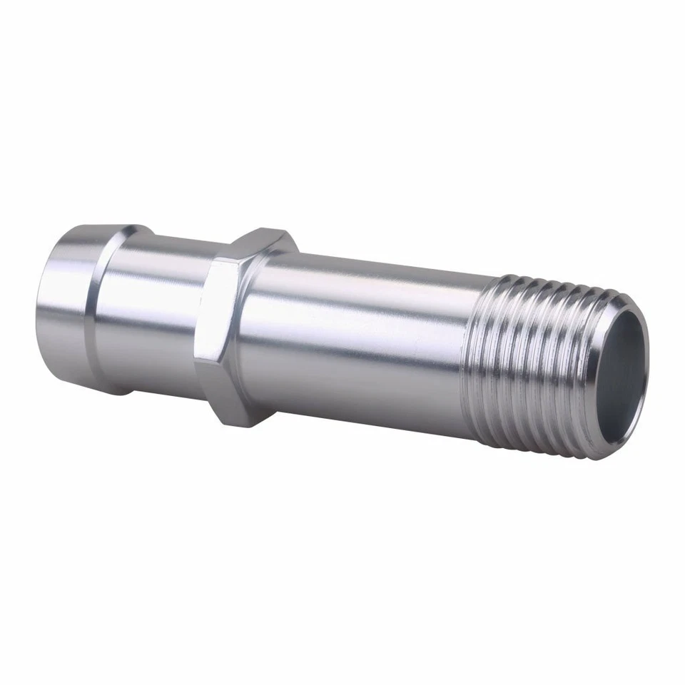 Manguera de calentador de aluminio cromado 90 grados 1/2" NPT a 5/8" barra para SBC BBC Foto 3 de 4