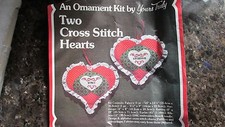 1981 An Ornament Kit by Yours Truly 2855 "Two Cross Stitch Hearts"