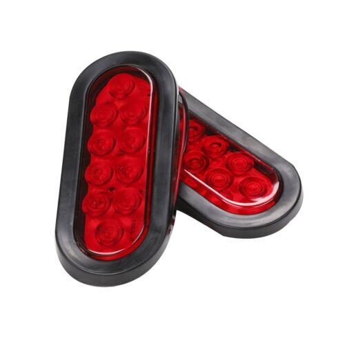 (6) 6" Oval 10 LED Trailer Truck Submersible Stop/Turn/Tail Light w/grommet RED - Imagen 5 de 7