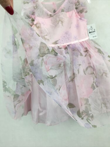 Zenzi Mädchen Kleid Rosa Blumen Blumen Mädchen Kleid Tüll 3 Lagen Neu mit Etikett 3T - Bild 4 von 9