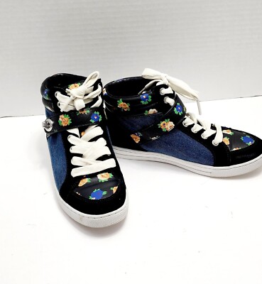 Coach Pembroke Tea Rose Black And Blue Floral Shoes