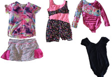 Lot of 5 Gymnastic Girls Leotards Skort T-Shirt Size 7-8